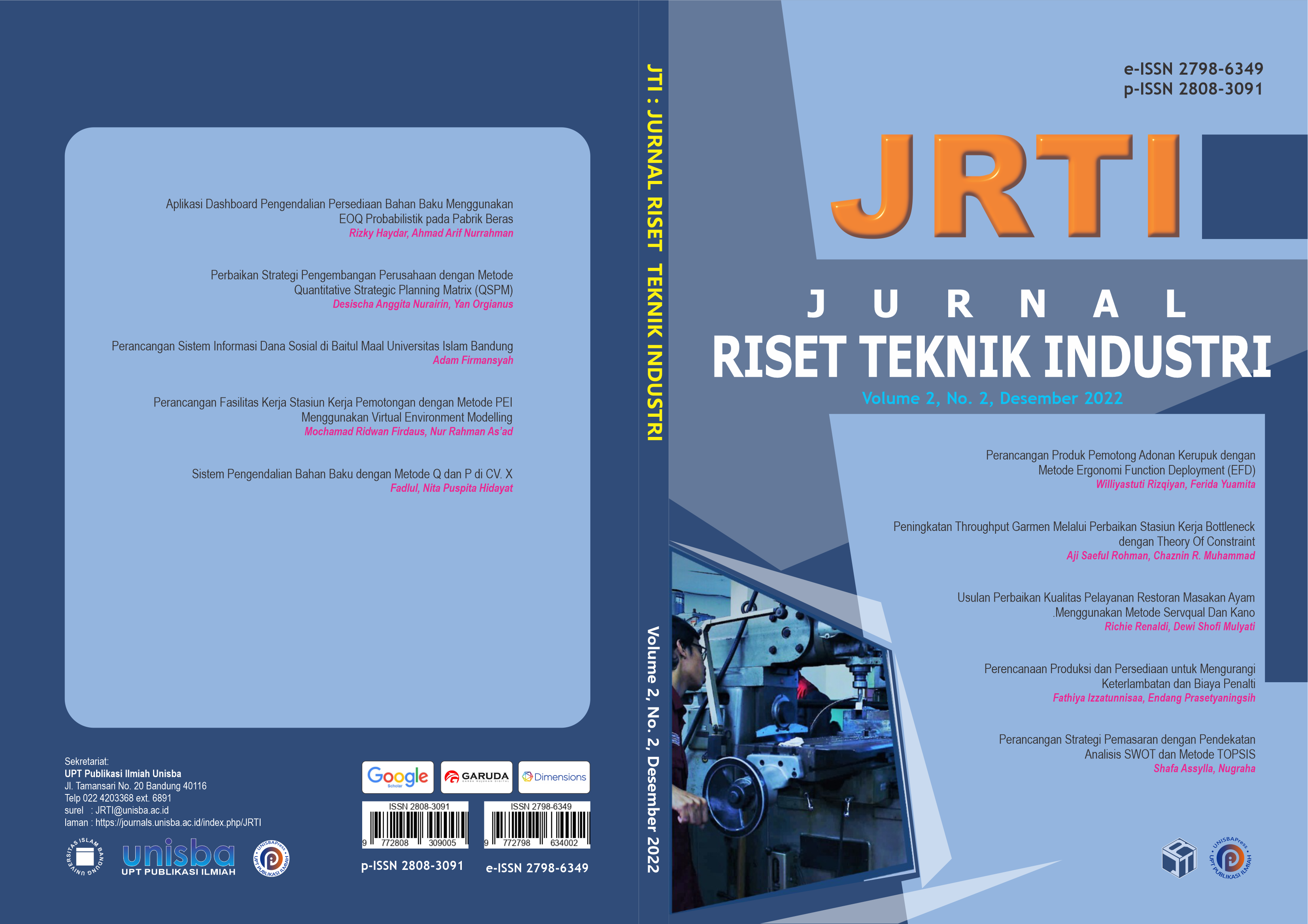 					View Volume 2, No. 2, Desember 2022, Jurnal Riset Teknik Industri (JRTI)
				