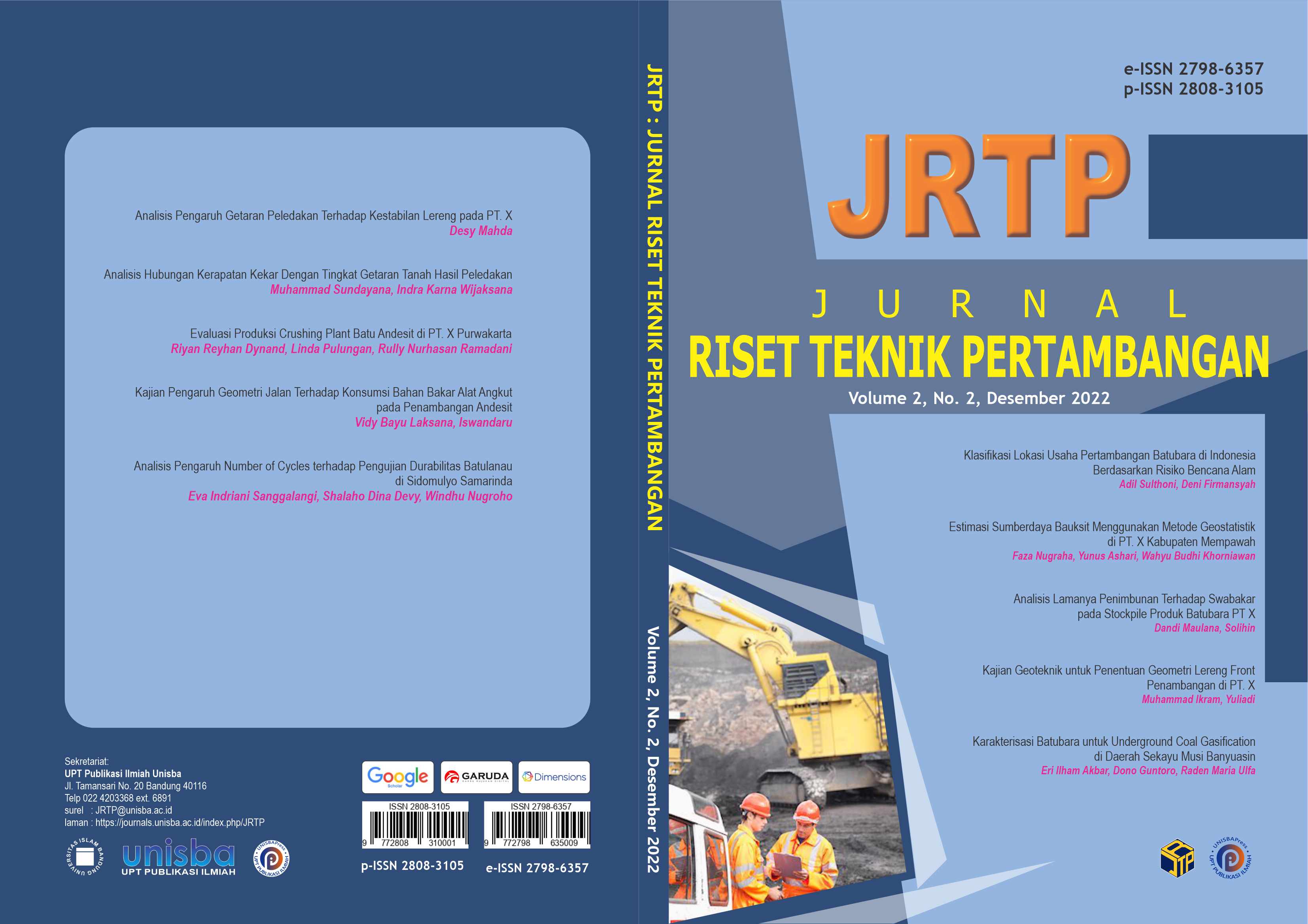 					View Volume 2, No. 2, Desember 2022, Jurnal Riset Teknik Pertambangan (JRTP)
				