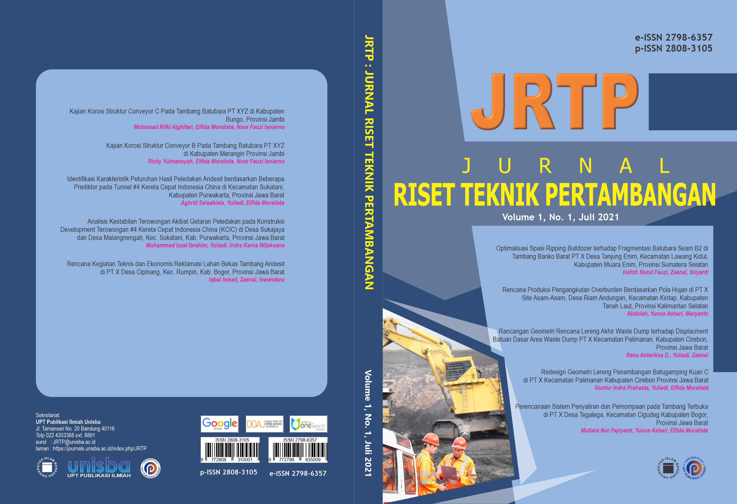 					View Volume 1, No. 1, Juli 2021, Jurnal Riset Teknik Pertambangan (JRTP)
				