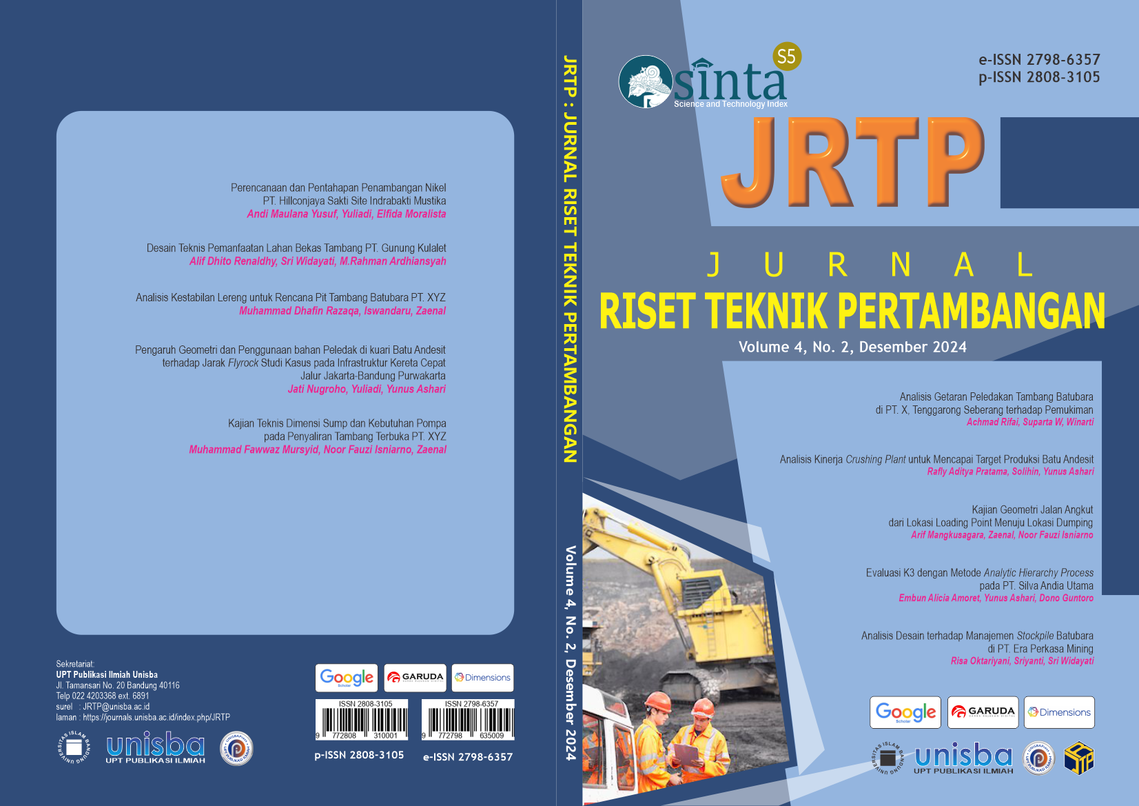 					View Volume 4, No. 2, Desember 2024, Jurnal Riset Teknik Pertambangan (JRTP)
				