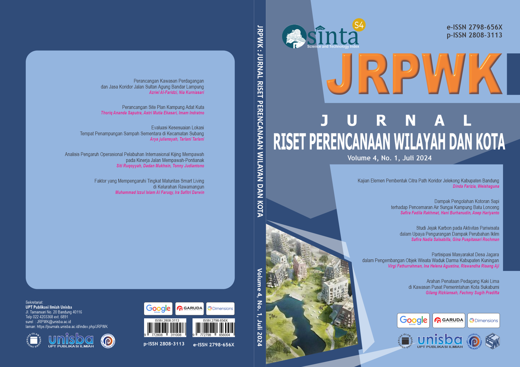 					View Volume 4, No. 1, Juli 2024, Jurnal Riset Perencanaan Wilayah dan Kota (JRPWK)	
				