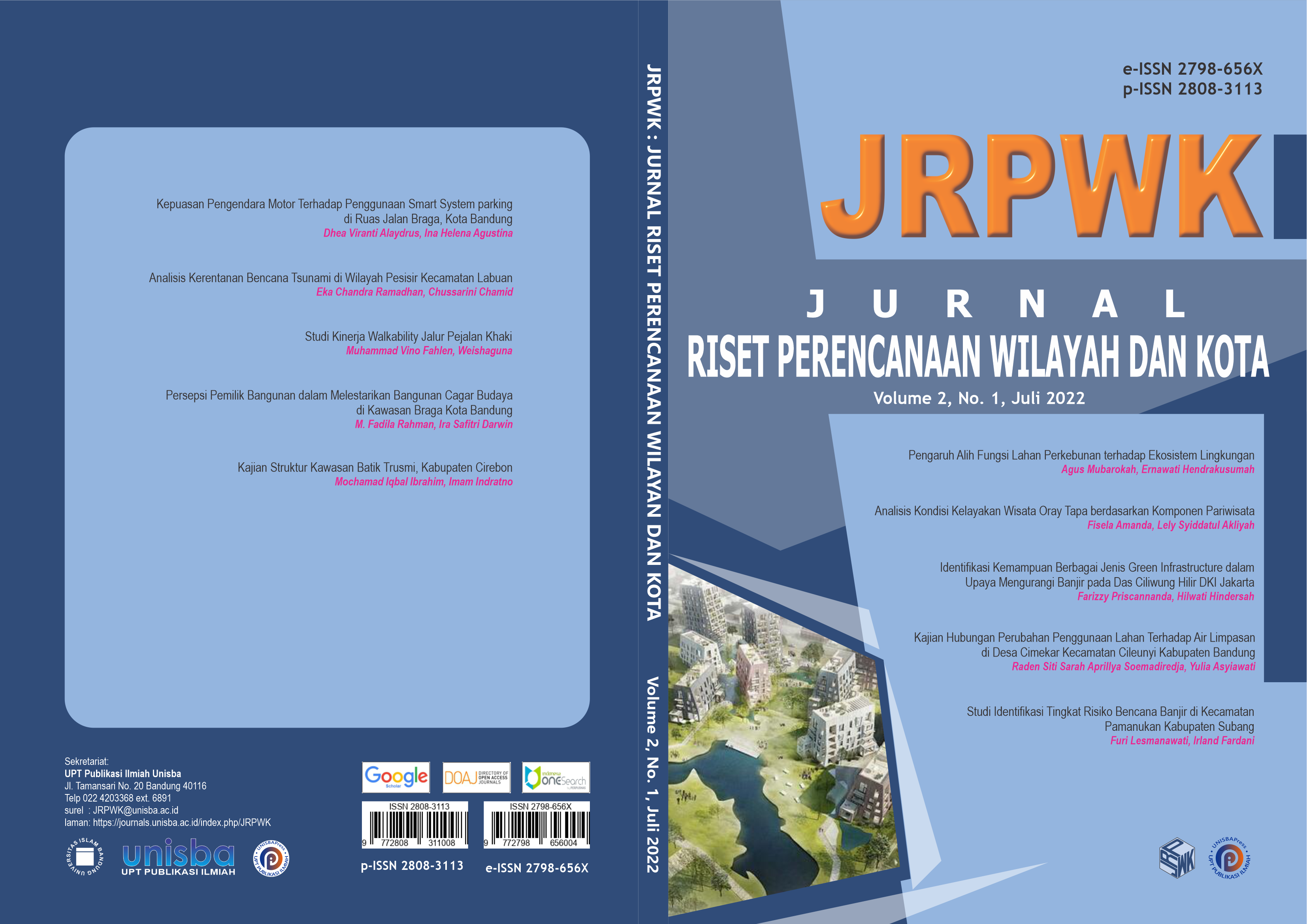 					View Volume 2, No. 1, Juli 2022, Jurnal Riset Perencanaan Wilayah dan Kota (JRPWK)
				