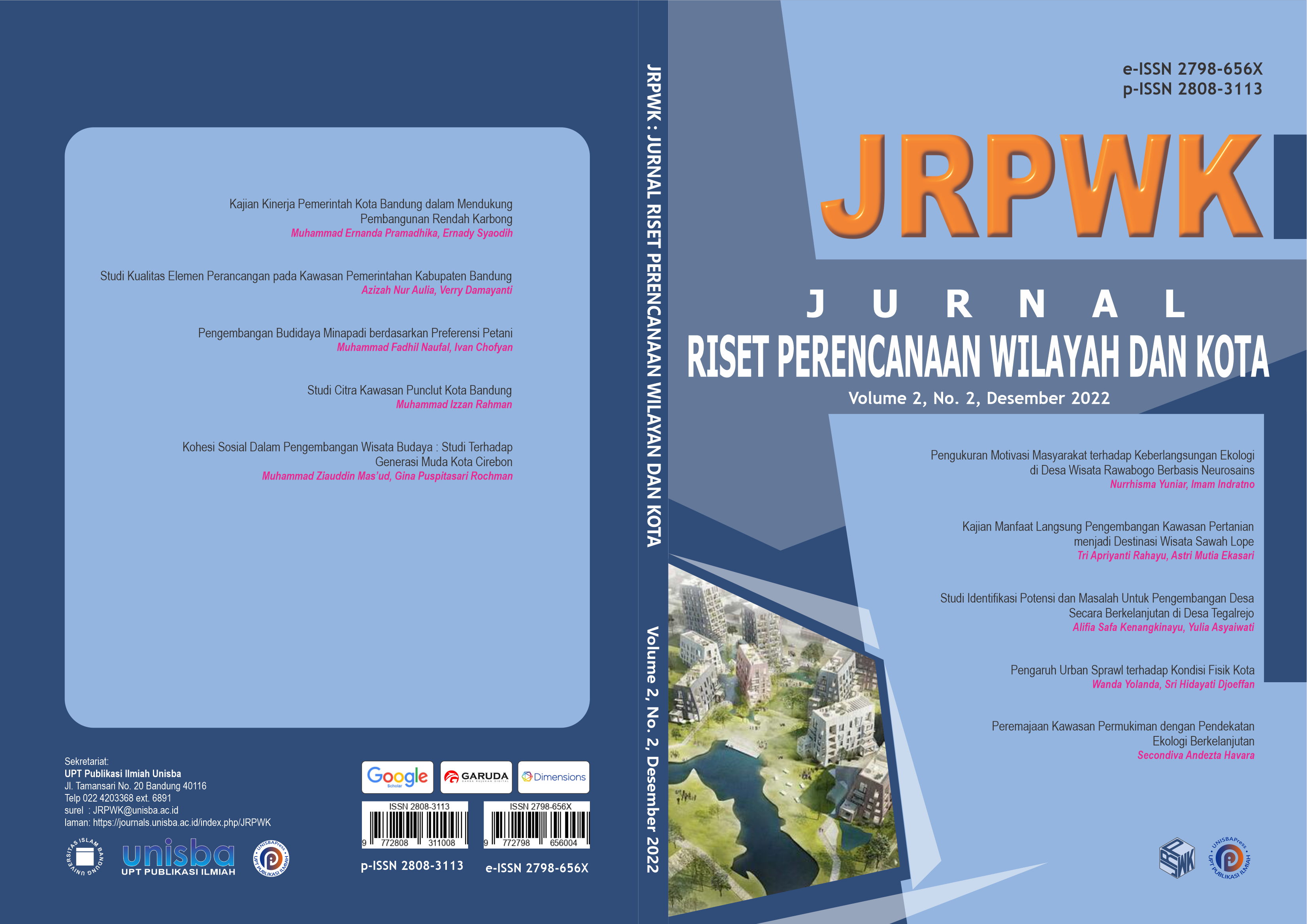 					View Volume 2, No. 2, Desember 2022, Jurnal Riset Perencanaan Wilayah dan Kota (JRPWK)
				