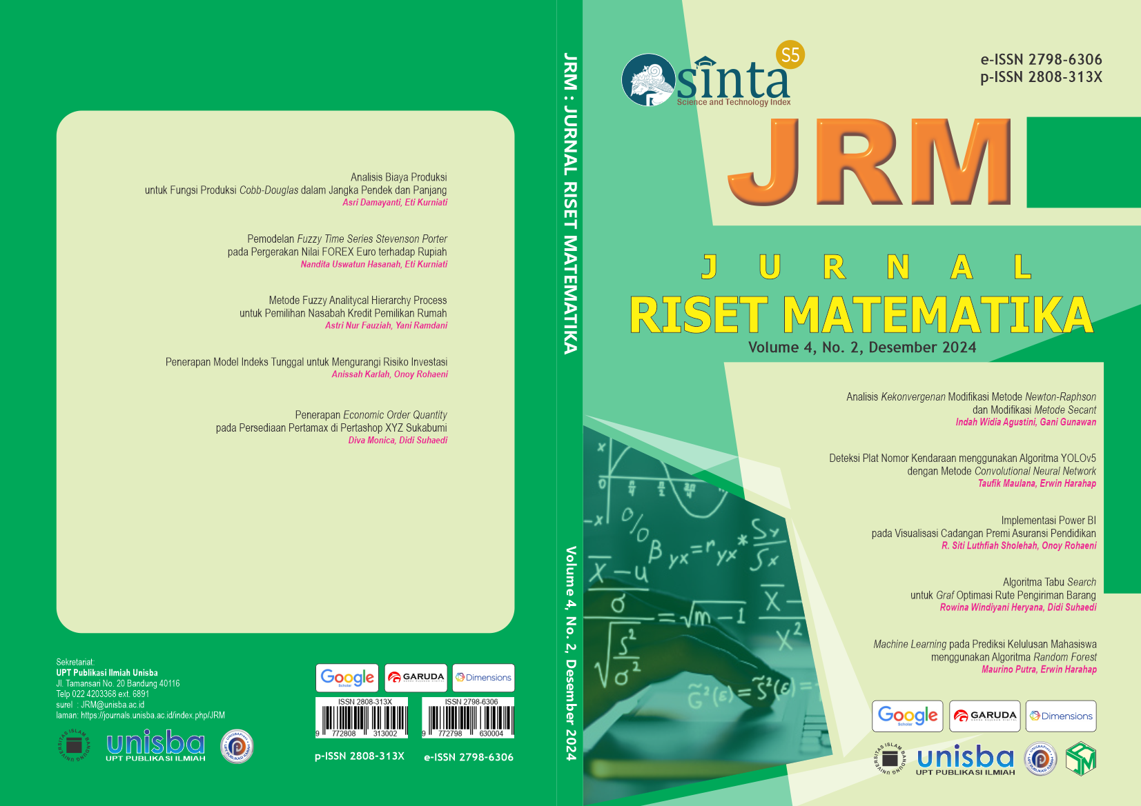 					View Volume 4, No.2, Desember 2024, Jurnal Riset Matematika (JRM) 
				