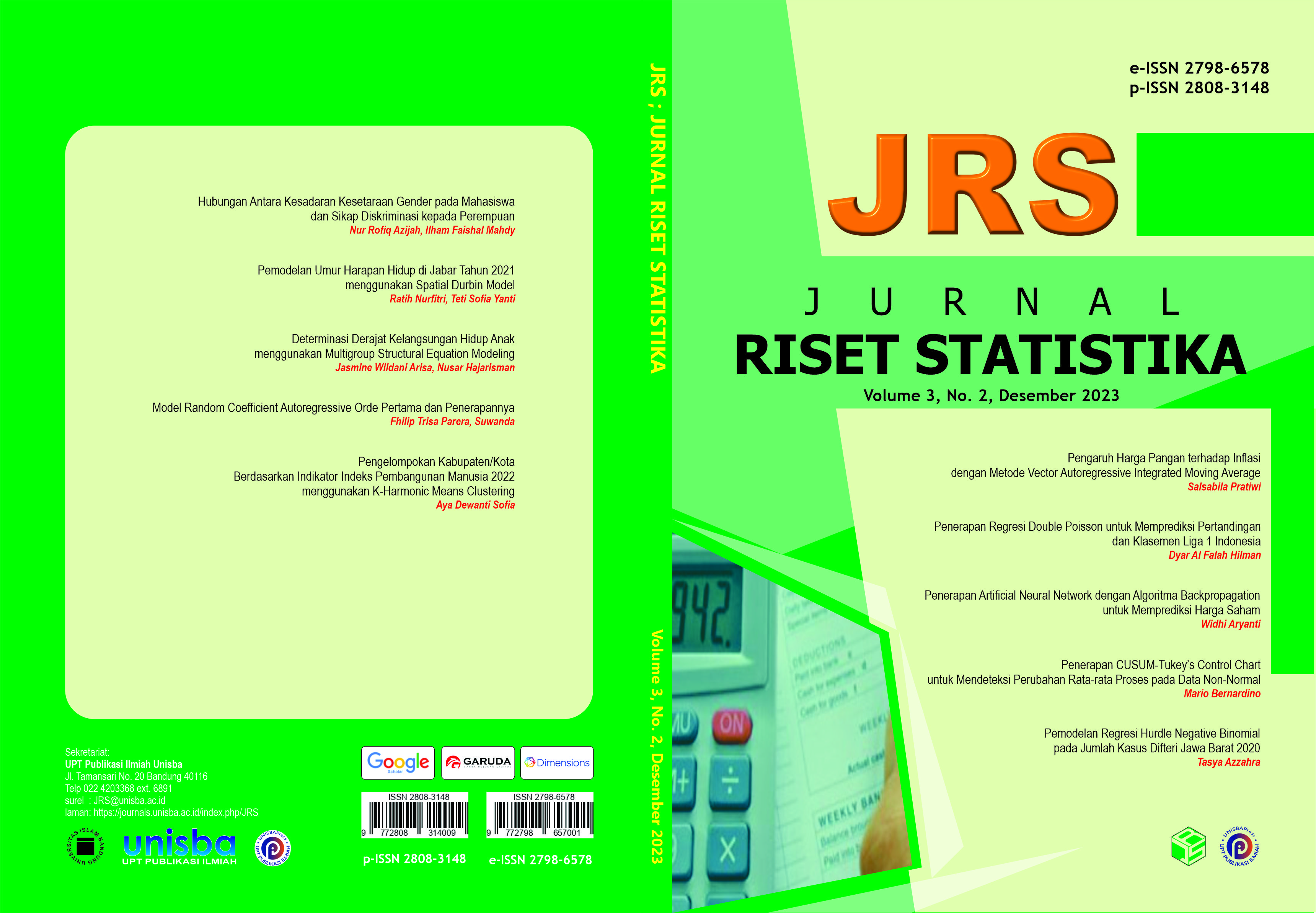 					View Volume 3, No. 2, Desember 2023, Jurnal Riset Statistika (JRS)
				