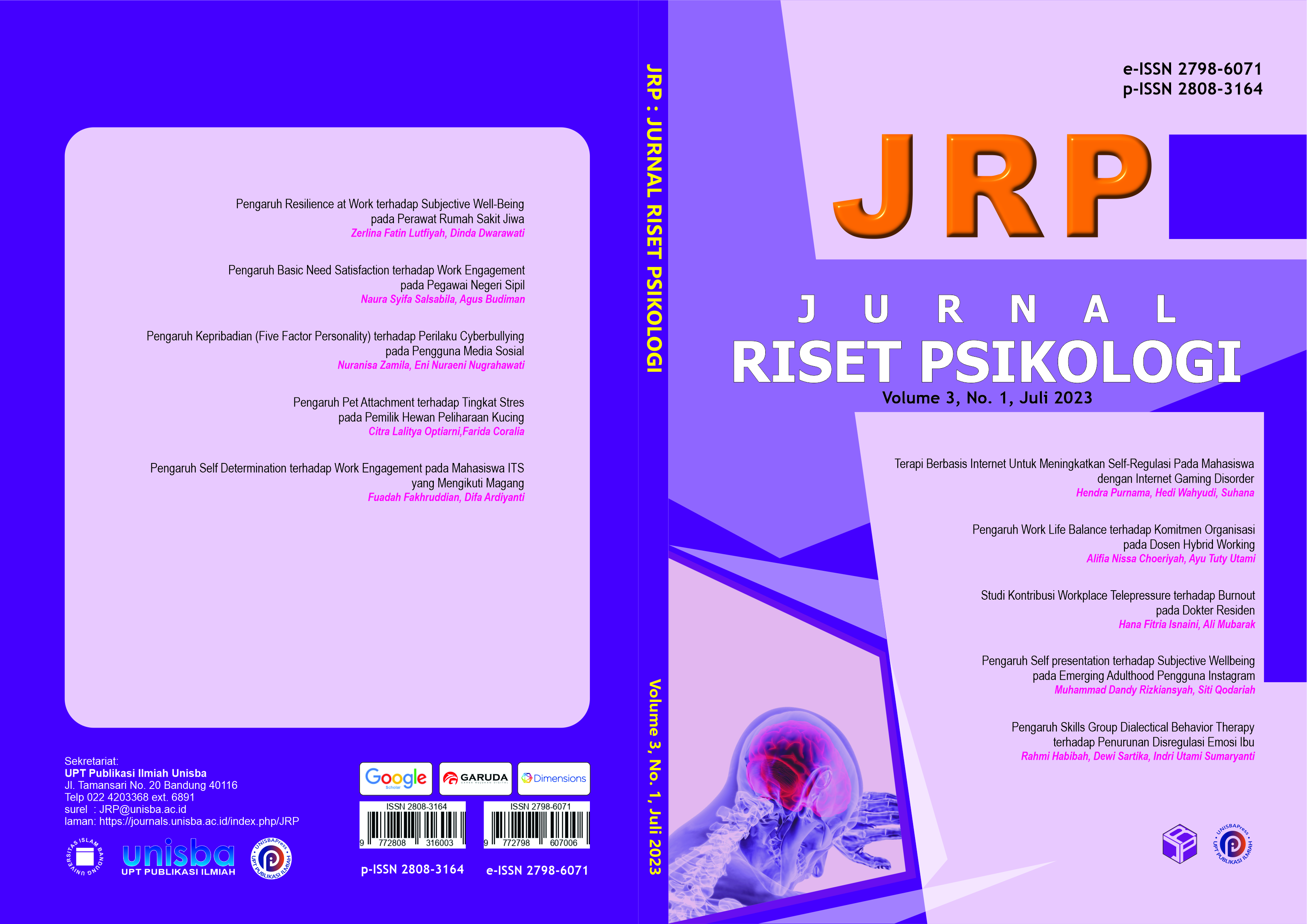 					View Volume 3, No. 1, Juli 2023, Jurnal Riset Psikologi (JRP)
				
