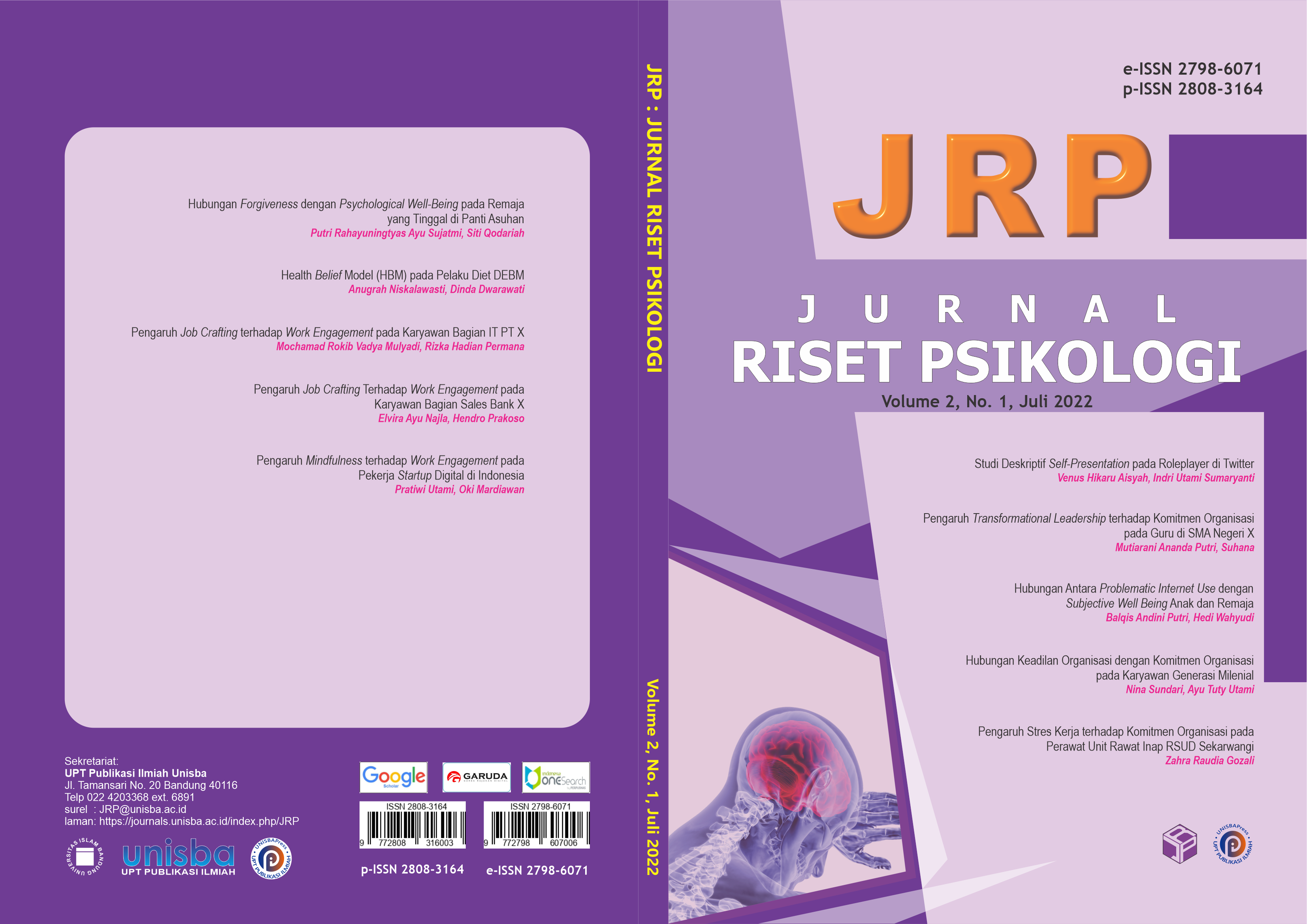					View Volume 2, No. 1, Juli 2022, Jurnal Riset Psikologi (JRP)
				