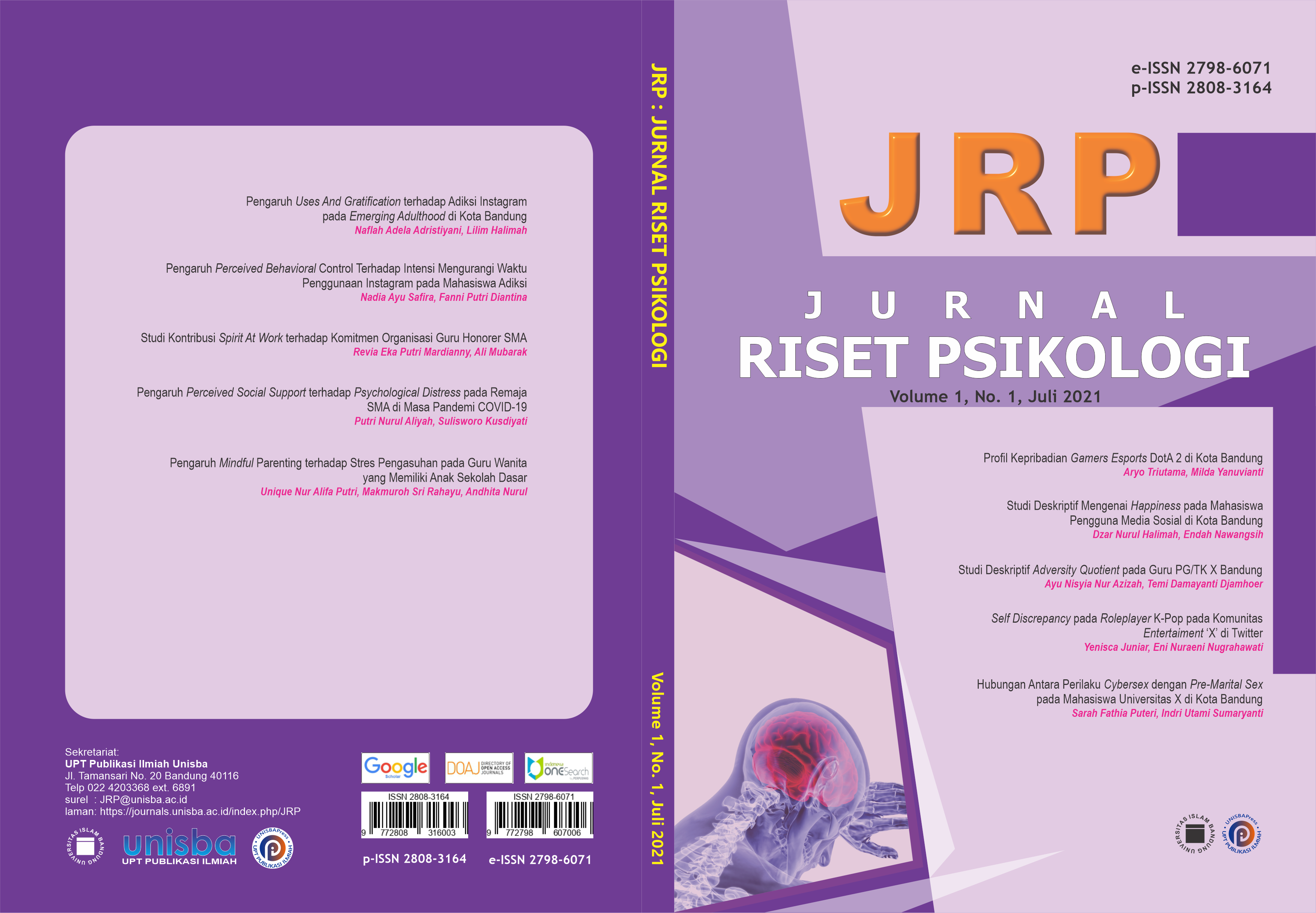					View Volume 1, No. 1, Juli 2021, Jurnal Riset Psikologi (JRP)
				