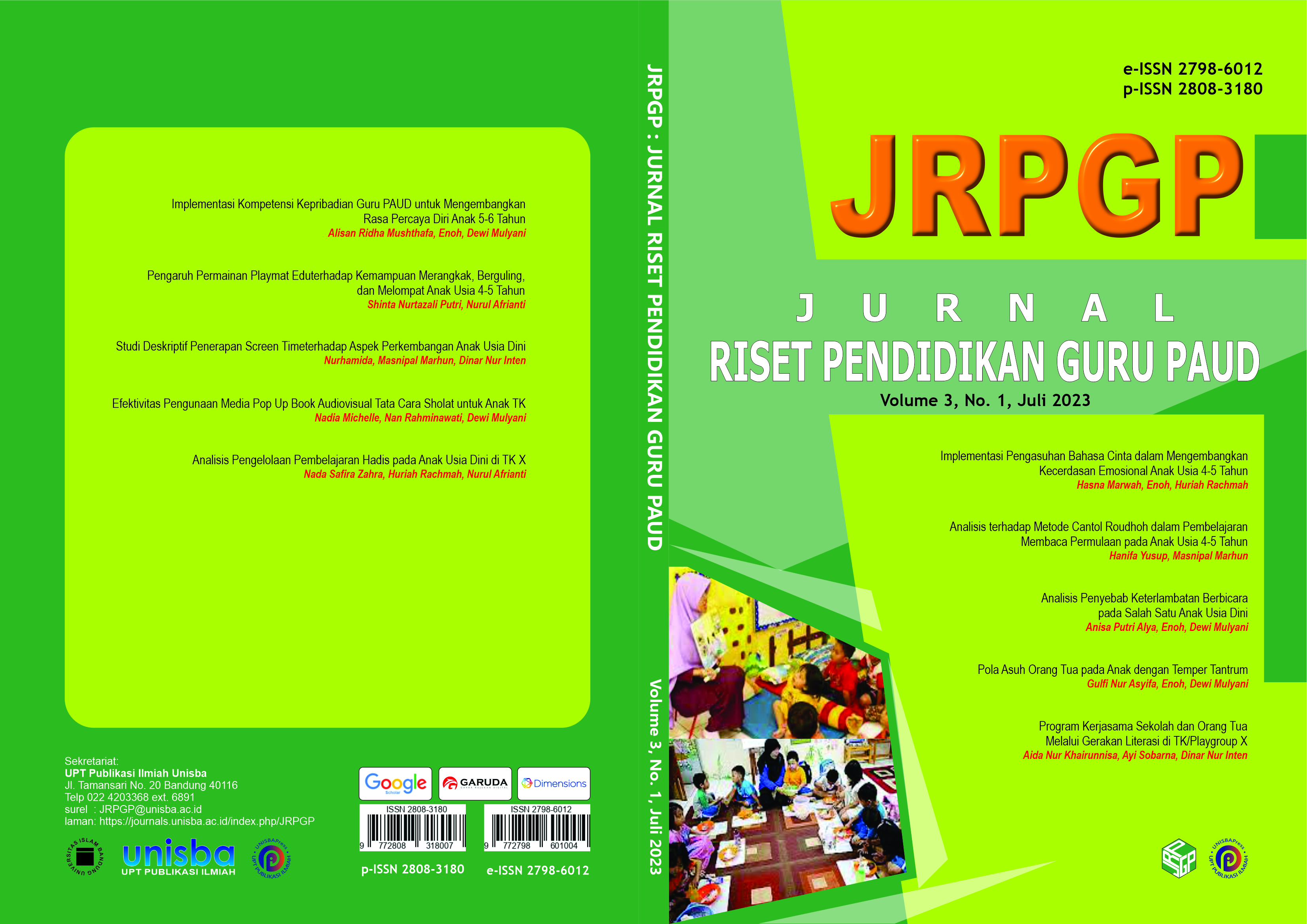 					View Volume 3, No. 1, Juli 2023, Jurnal Riset Pendidikan Guru Paud (JRPGP)
				