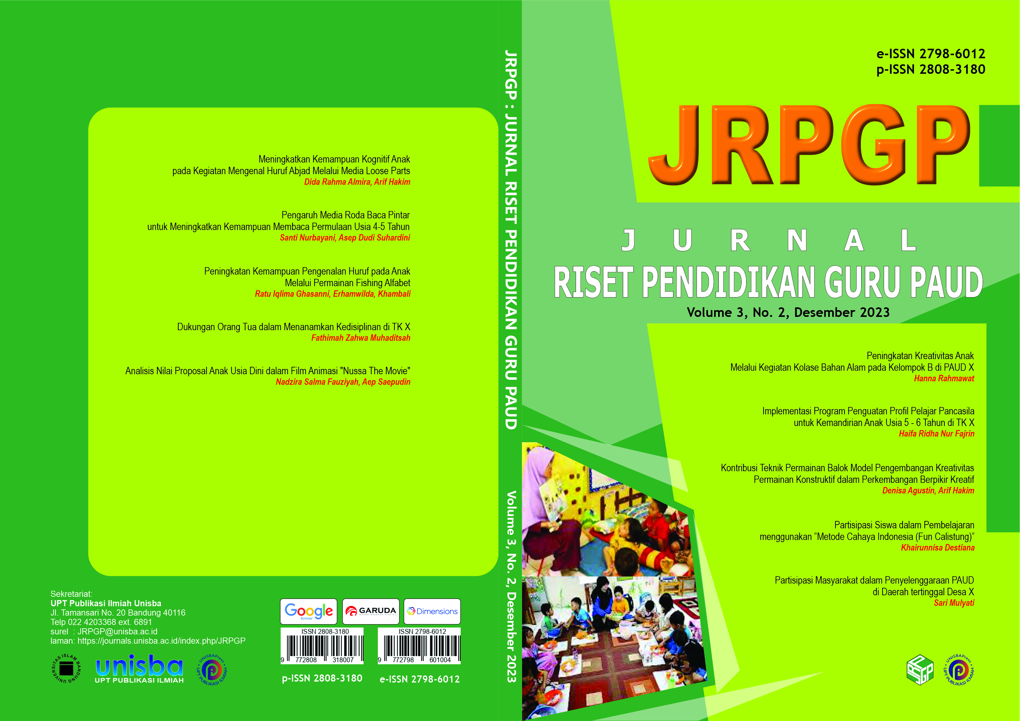 					View Volume 3, No. 2, Desember 2023, Jurnal Riset Pendidikan Guru Paud (JRPGP)
				