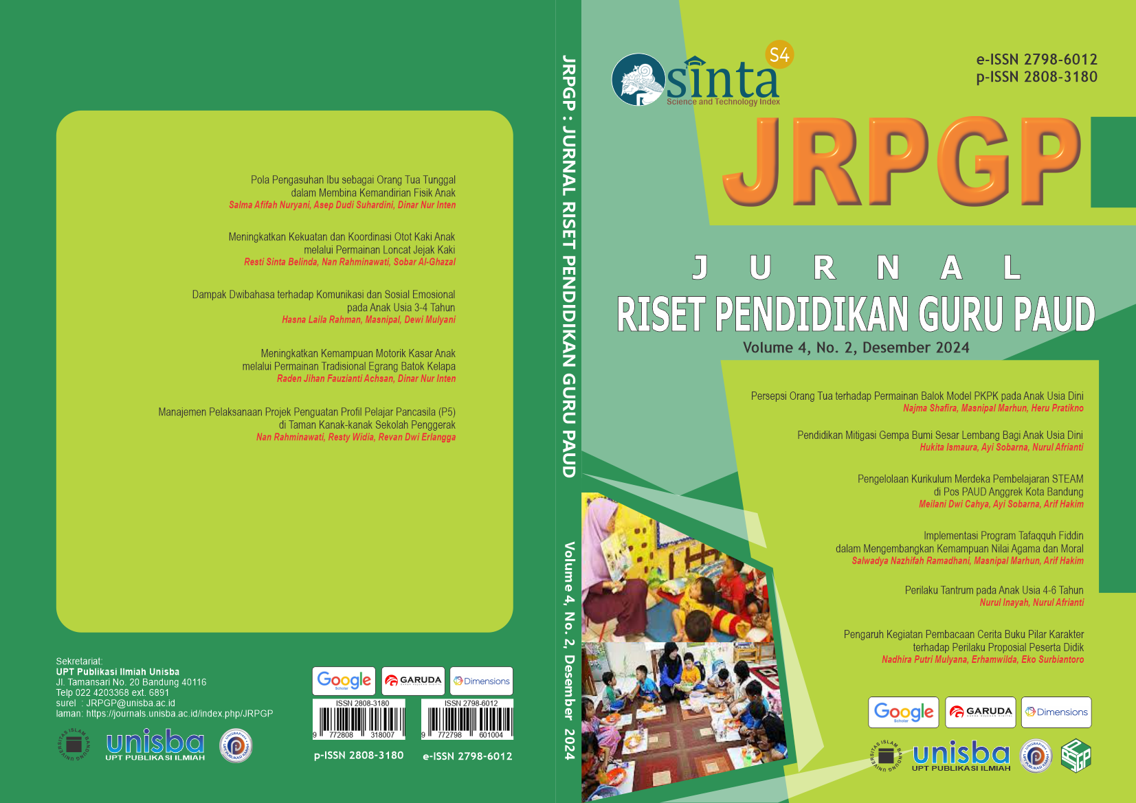 					View Volume 4, No. 2, Desember 2024, Jurnal Riset Pendidikan Guru Paud (JRPGP)
				