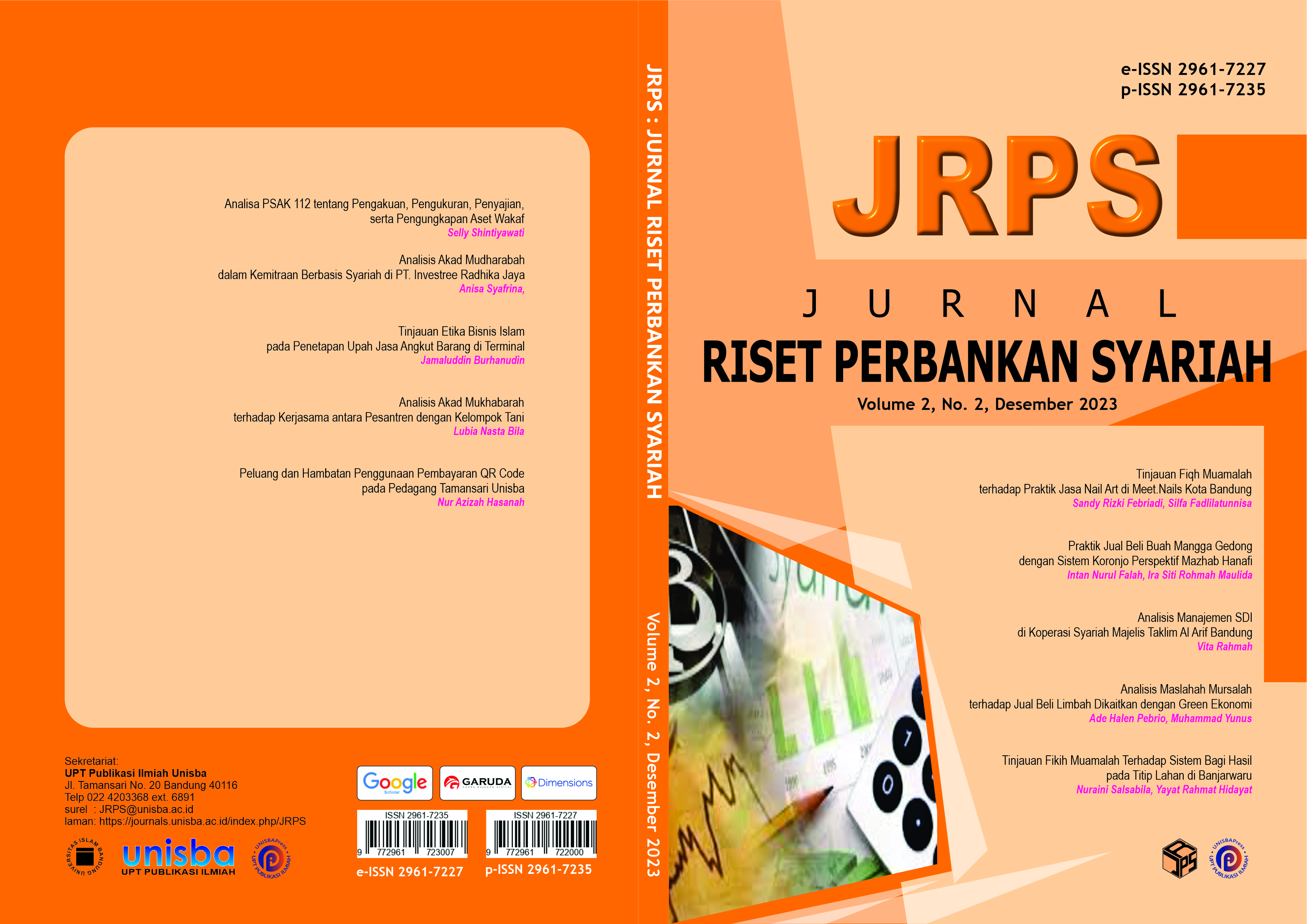 					View Volume 2, No. 2, Desember 2023, Jurnal Riset Perbankan Syariah (JRPS)
				