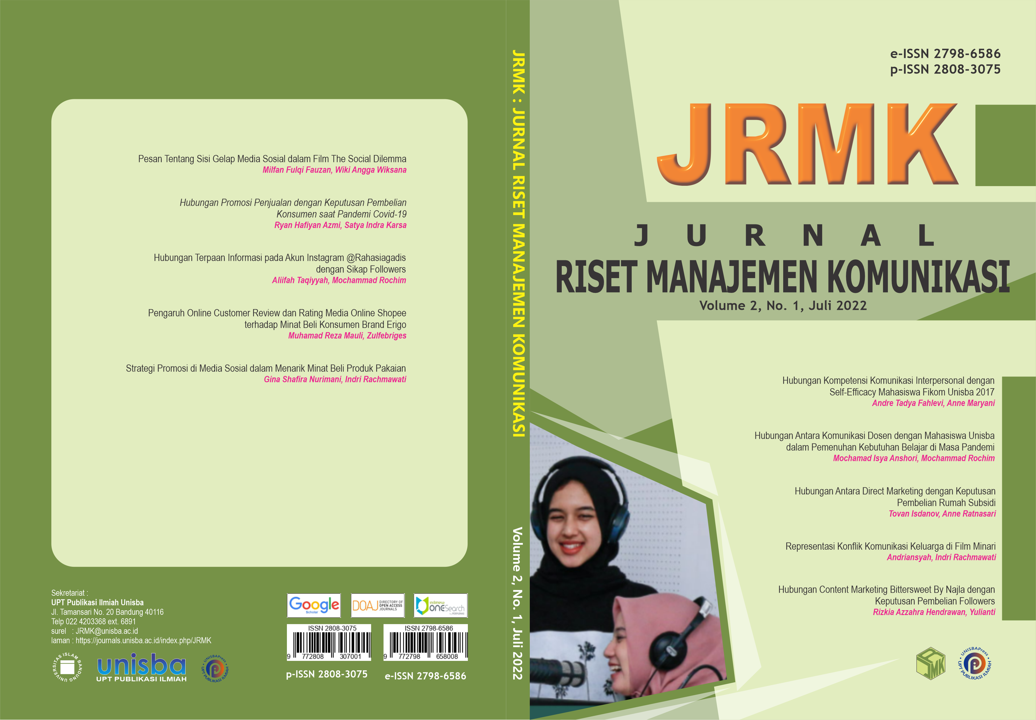 					View Volume 2, No. 1, Juli 2022, Jurnal Riset Manajemen Komunikasi (JRMK)
				