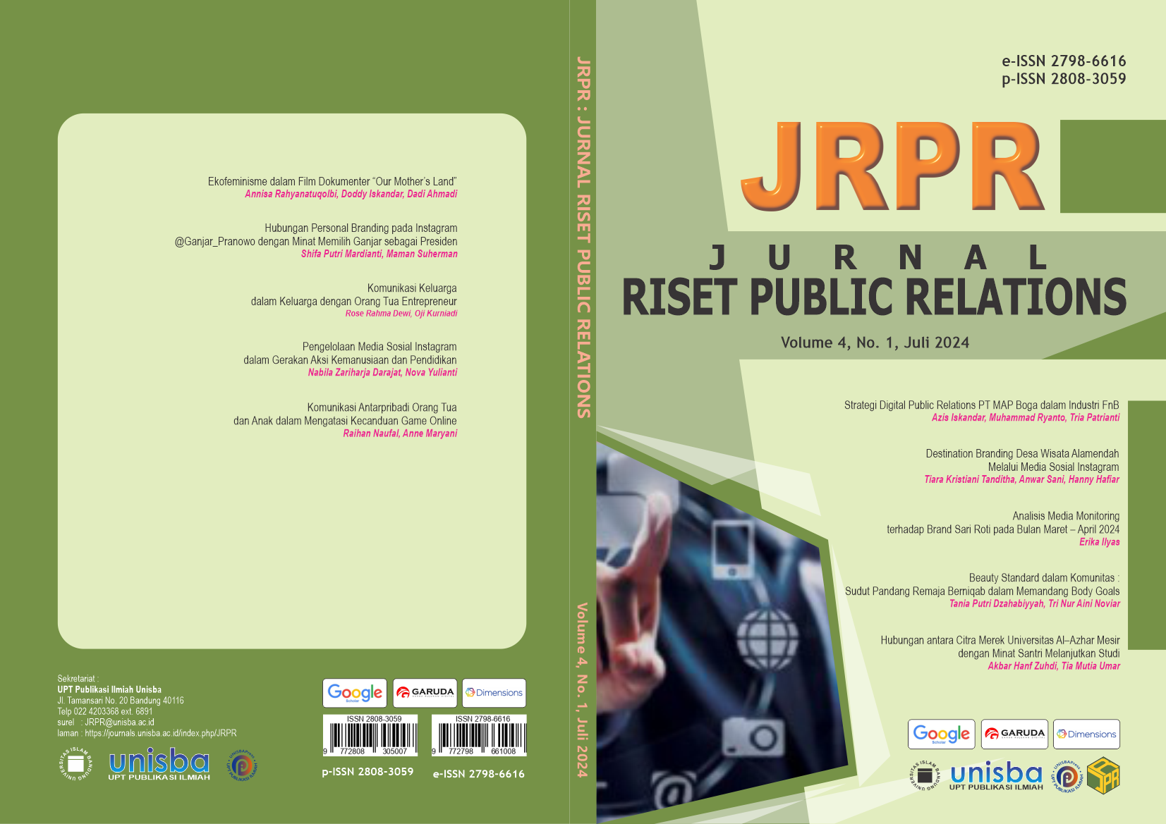 					View Volume 4, No. 1, Juli 2024, Jurnal Riset Public Relations (JRPR)
				