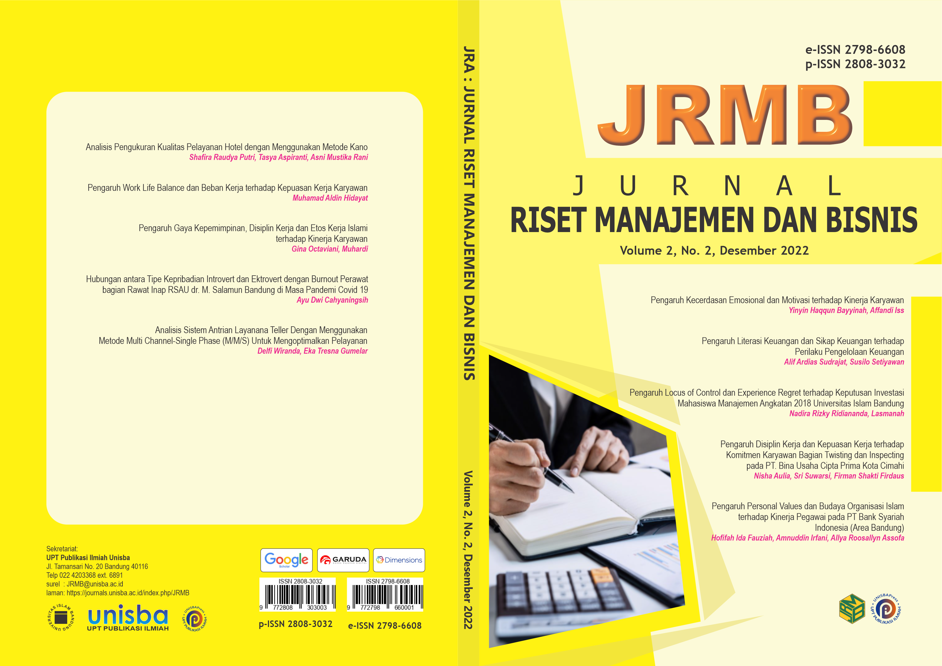 					View Volume 2, No. 2, Desember 2022 Jurnal Riset Manajemen dan Bisnis (JRMB)
				