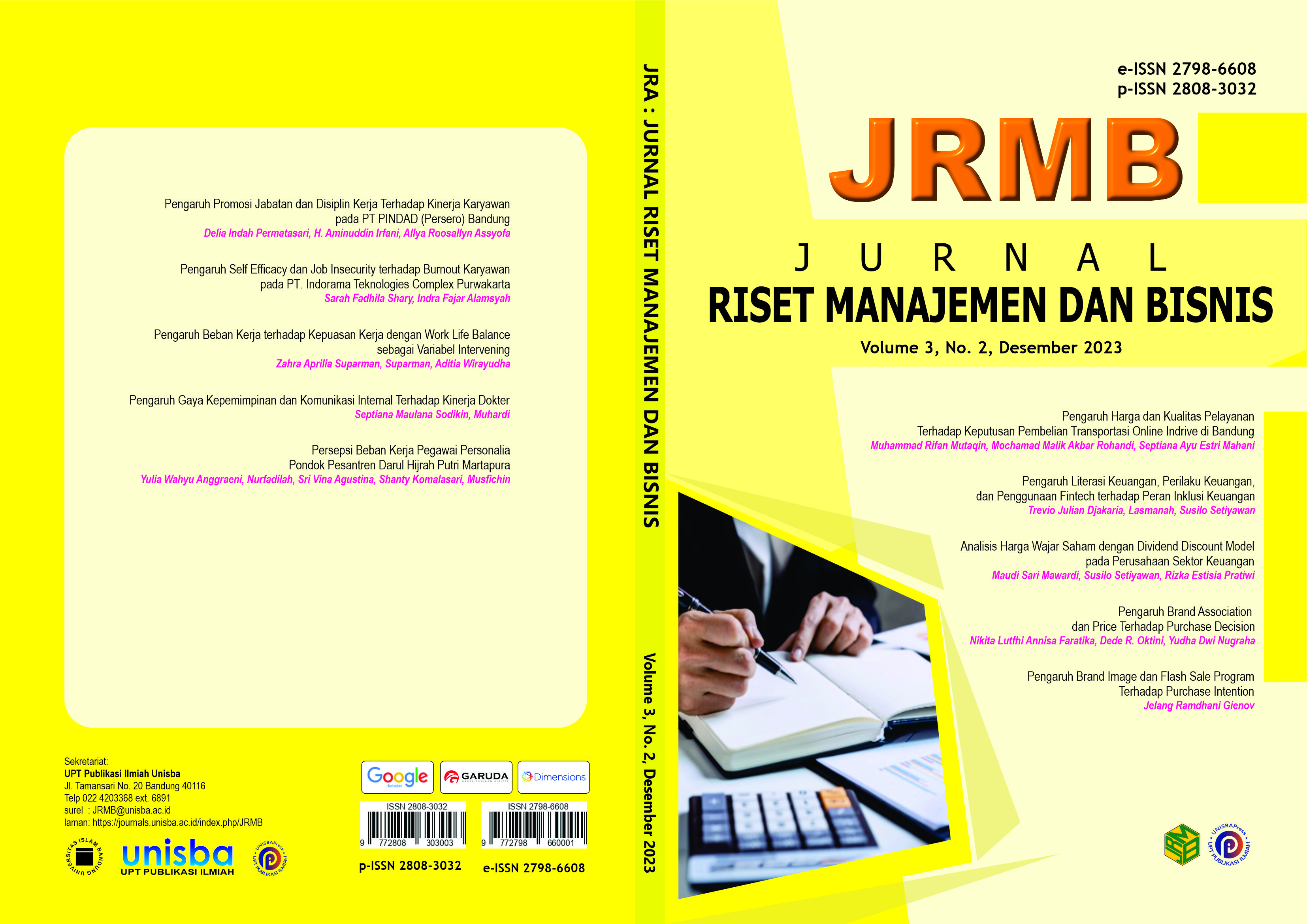 					View Volume 3, No. 2, Desember 2023 Jurnal Riset Manajemen dan Bisnis (JRMB)
				