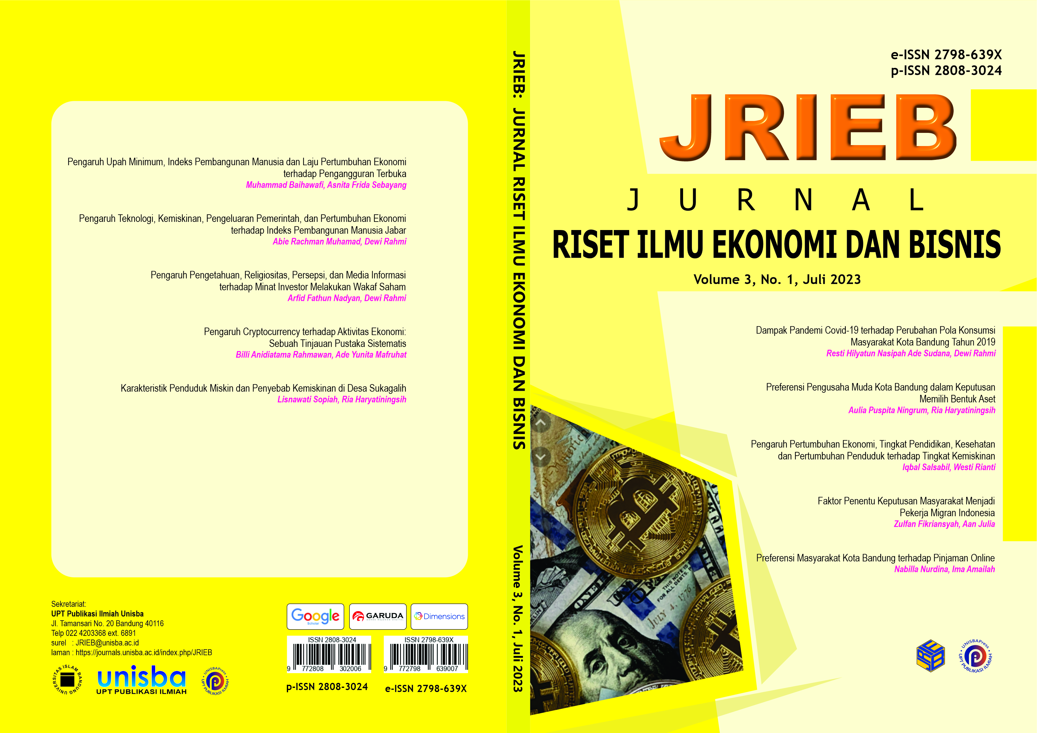 					View Volume 3, No. 1, Juli 2023, Jurnal Riset Ilmu Ekonomi dan Bisnis (JRIEB)
				